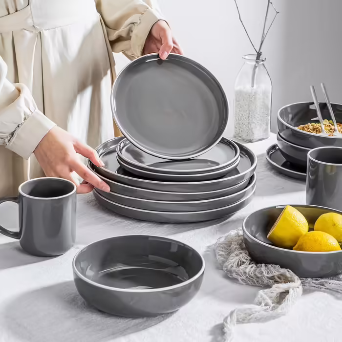 Tableware Stoneware, vancasso SESAM Dinnerware Set, 32-Piece Combination Set, with Cake Plates, Dinner Plates, Coffee Cups and Bowls, Scandinavian Design for 4-12 People 32-Piece Combination Set Dg