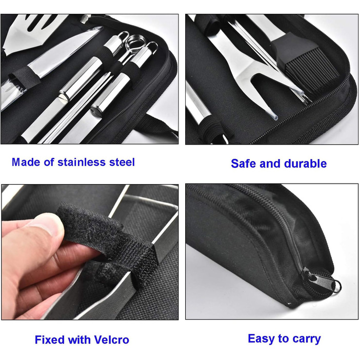 Набір гриль-посуду 13 предметів: аксесуари для гриля, інструменти для барбекю, набір для гриля, посуд для гриля з нержавіючої сталі з подарунковим пакуванням для чоловіків, кемпінгу, пікніка, сімейного відпочинку та вечірок на природі