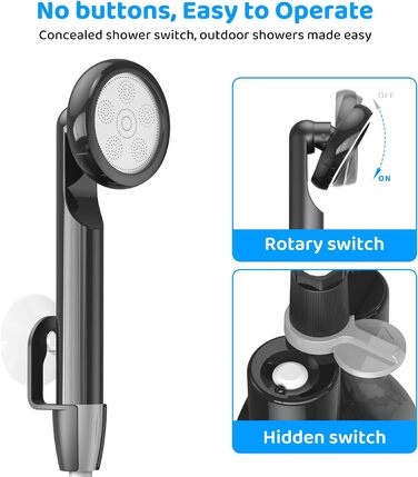 Портативна кемпінгова душ Forever Speed з акумулятором, 2м шланг для кемпінгу, саду, автомийки, пляжу, подорожей