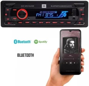Автомобільна магнітола JBL Celebrity 100 Bluetooth, 1 DIN, 4x50Вт, без CD, FM-радіо, USB, SD, AUX, знімна панель, гучний зв'язок, Harman Kardon