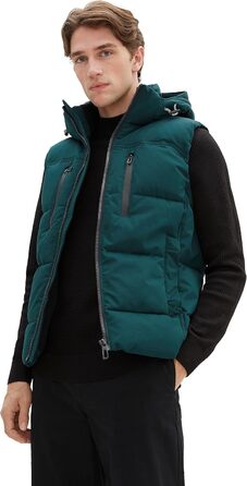 Жилет чоловічий Tom Tailor з капюшоном, утеплений, Deep Green Lake (XXL)