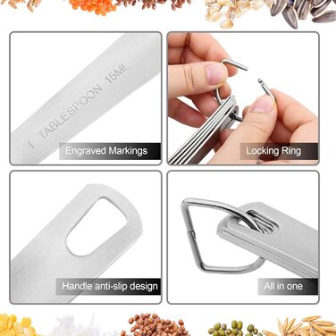 Smithcraft Measuring Cup Set, 7 Pieces, 18/8 Stainless Steel, Silver, Measuring Cups, for Dry and Liquid Ingredients, Metric and US Measurements, Engraved, 240 ml, 9 pieces