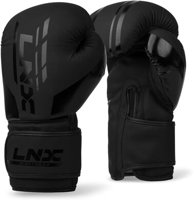 Боксерські рукавички LNX Challenge 8, 10, 12, 14, 16 Oz для чоловіків, жінок, дітей - бокс, кікбоксинг, муай-тай, ММА, бойові мистецтва, чорний (003)