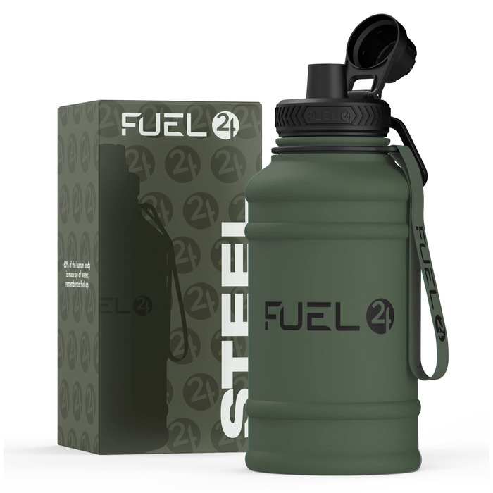 Фляга спортивна Fuel24 Extra Stark 1.3л/2.2л нержавіюча сталь, зелена - пляшка для води без BPA, герметична, для фітнесу та спорту