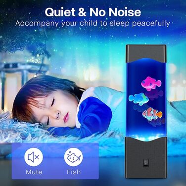 SENCU Aquarium Lamp, Lava Lamp Kids Room Reading Lamp Water Column with Fish USB Powered/Battery Operated Mood Light Fantasy, Night Light Living Room Decor Bedroom (Black)
