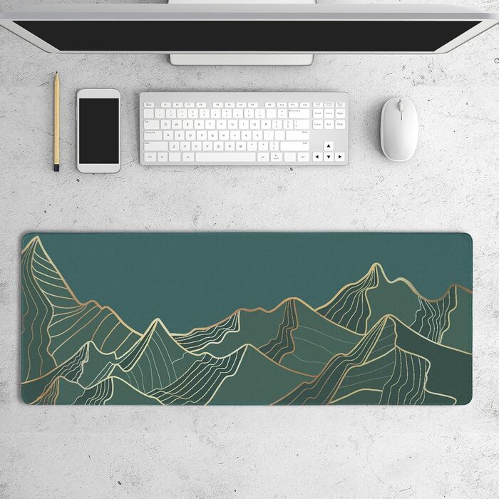 Килимок для миші HAUTOCO Gaming XXL 800x300 мм, чорний, з абстрактним дизайном гори, антиковзаюча гума, для комп'ютера