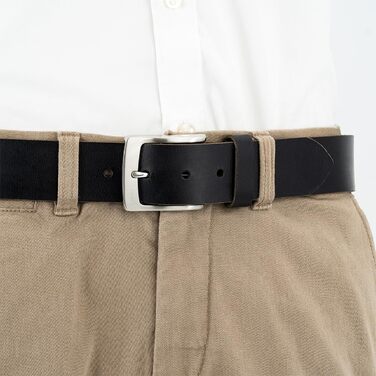 Чоловічий шкіряний ремінь Lindenmann, ширина 40 мм, повноецінна шкіра, чорний колір, розмір 95 см, довжина 110 см