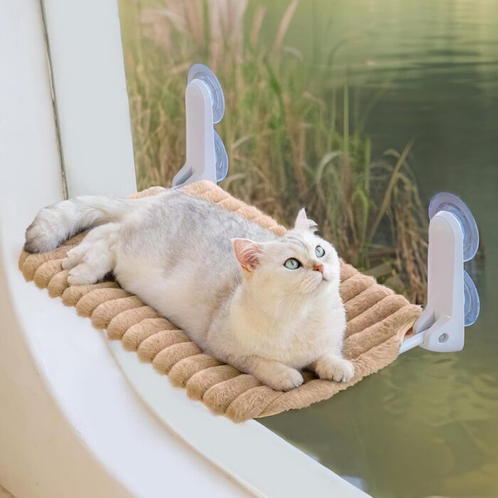 Кішка лежанка на вікно MEWOOFUN - розкладна, знімний чохол, сталевий каркас, до 18 кг