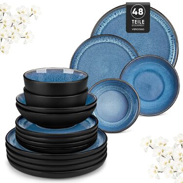 Набір мисок Vancasso PLAYA, 6 шт., кераміка, блакитний, для мюслі, супу, салатів, пасти