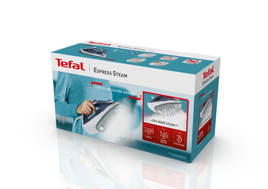 Праска TEFAL Express FV2837, керамічна підошва, 2400 Вт, система захисту від накипу