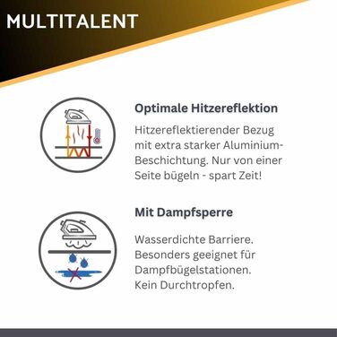 Чохол для прасувальної дошки 120x40 см - бавовна 100%, підходить для парової прасування, екстра товста підкладка + фіксатор та натягувач, бежево-чорний / трикутники, коврик для прасування