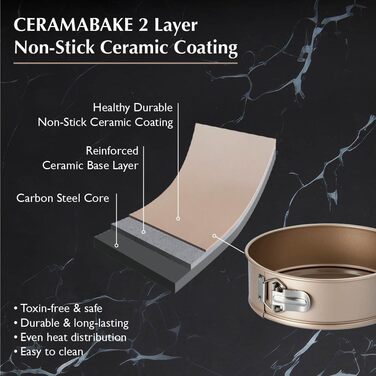 Форма для випічки Stanley Rogers Ceramabake антипригарна керамічна 20 см, без PFAS, PTFE, PFOA, кадмію та свинцю – ідеальна для чізкейків та щоденної випічки