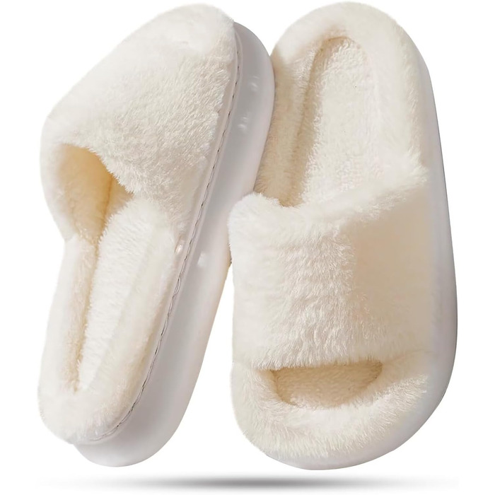 Жіночі плюшеві халапи з штучного хутра, з піною пам'яті, теплі та зручні (Бежевий, 40/41 EU)