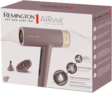 Фен для волосся Remington AIRvive EC8930 з безщітковим цифровим двигуном, іонізацією та анти-фриз технологією, 12 режимів, дифузор та насадка для стайлінгу
