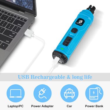 Шліфувальник для собак Bousnic Krallenschleifer: тиха електрична пилка для нігтів з LED-підсвічуванням, 2 швидкості, для собак та котів малих та середніх порід, блакитний