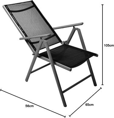 Набір садових складних стільців Nexos 4 шт. для саду, тераси, кемпінгу - алюмінієвий каркас, чорний