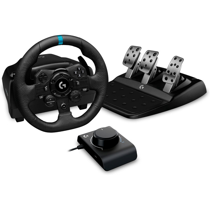 Руль Logitech G923 TRUEFORCE з педалями для PS5, PS4, PC, Mac - Чорний, з адаптером для перегонів