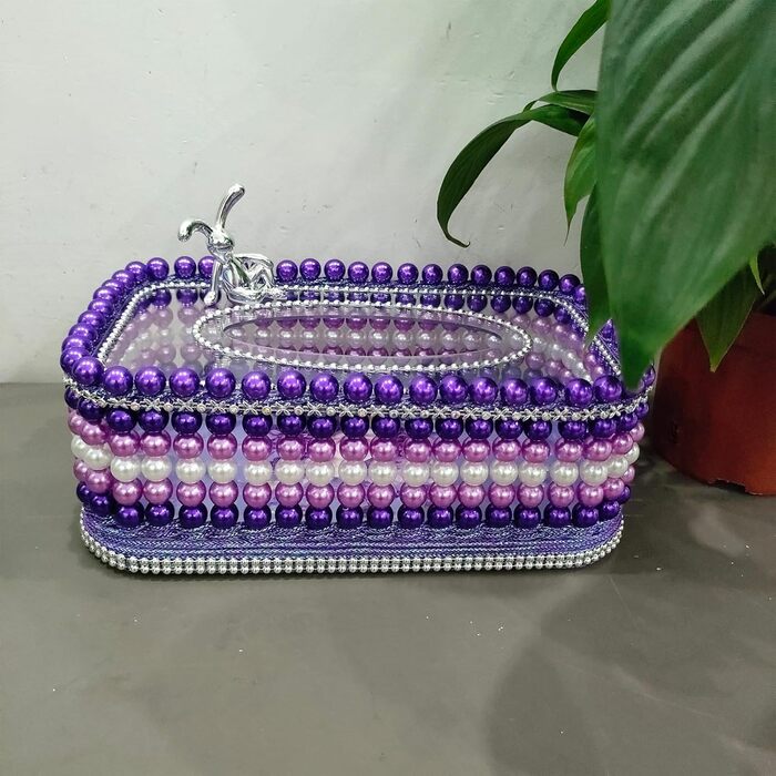 Makeup Tissue Box, Cosmetic Tissue Box, Standard Fashion Tissue Box, Cosmetic Tissue Box, Facial Tissue Dispenser, Cosmetic Tissues Tissue Box for Dining Room Bedroom Office (Purple)