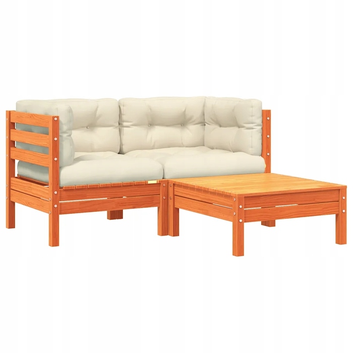 Садовий двомісний диван з подушками та підніжкою, кремовий, 126x63x62,5 см