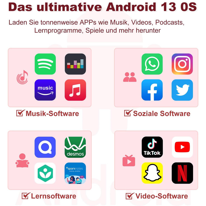 MP3 плеєр Spotify з WiFi та Bluetooth, Android MP4 плеєр для дітей, 4.02