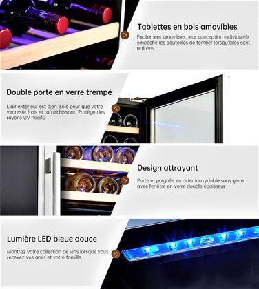Kalamera 33 Bottle Dual Zone Wine Refrigerator - Stainless Steel Door, Freestanding
