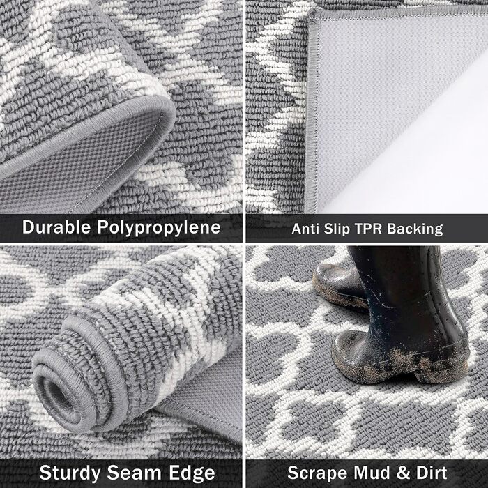 Килимок для підлоги SHACOS з антиковзаючою основою, 50x150 см, сірий - для кухні, вітальні, передпокою