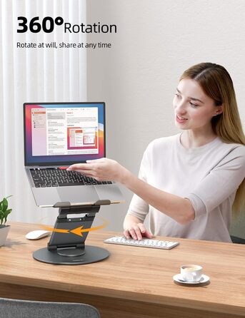 NULAXY Adjustable Laptop Stand - 360° Swivel Base, Height Adjustable up to 20