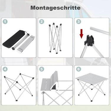 Складаний туристичний столик Woltu Alu - легкий, портативний, для кемпінгу, пікніка, риболовлі, 68x46x40 см, срібний