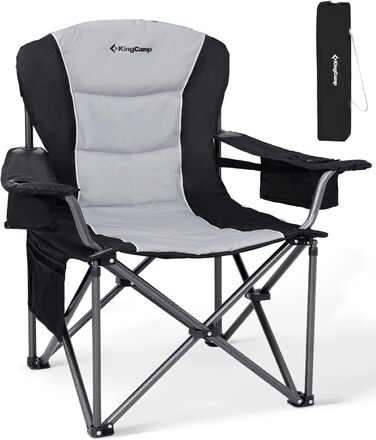 Крісло для кемпінгу KingCamp XXL, 205 кг, з регульованою спинкою, підстаканником та сумкою-холодильником
