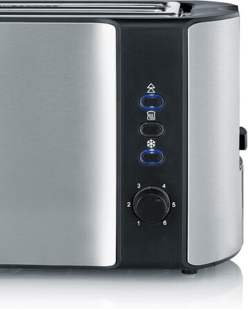 Тостер Severin AT 2590 з 4 відсіками для тостів, з підставою для бургерів, нержавіюча сталь, 1400 Вт