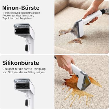 Lubluelu Пилосос для чищення м'яких меблів та килимів – 600 Вт, 20 кПа, з самоочищенням та довгим шлангом для килимів, диванів та авто (слонова кістка)