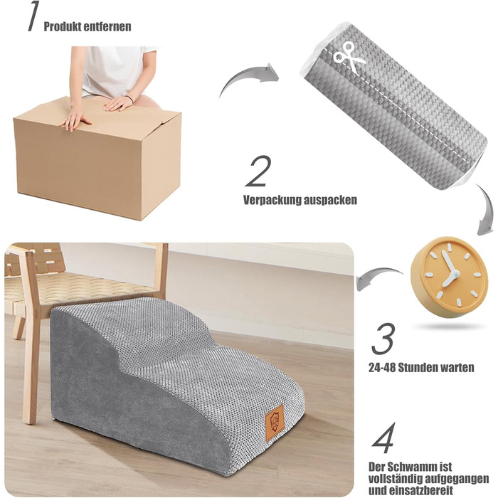 Сходинки для собак Myiosus: 2 сходинки, водонепроникні, з неслизьким покриттям, для диванів та ліжок, знімний чохол, портативні, сірого кольору