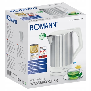 Електричний бездротовий чайник Bomann WKS CB, 1,5 л, білий