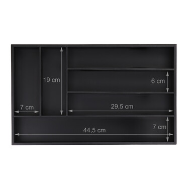 Relaxdays Black Cutlery Box with 6 Compartments