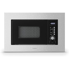 Мікрохвильова піч Klarstein Verosteel вбудована 60 см з грилем – 20L, 700W, 8 програм, сенсорне керування, нержавіюча сталь, функція розморожування, LED-підсвічування