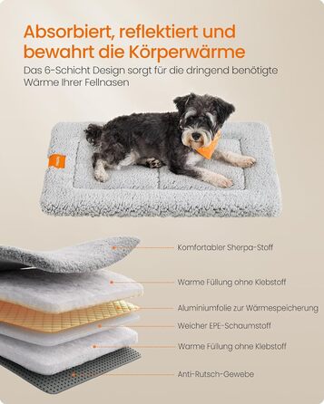 Підстилка для собак та котів Feandrea, 60x45 см, сіра, машинне прання, антиковзаюча