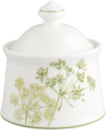 Villeroy & Boch Althea Nova Sugar Bowl, 300 ml, Premium Porcelain, White/Green
