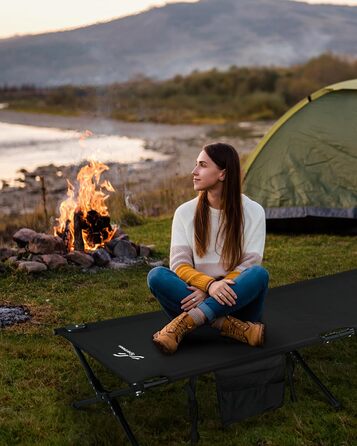 Розкладне ліжко Sportneer для кемпінгу та відпочинку на природі, 199x73 см, чорне