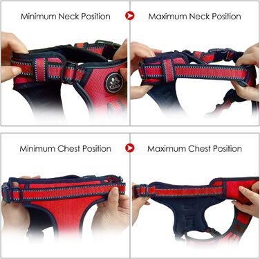 Нашийник для собак середніх порід NESTROAD, розмір M, червоний. Анти-тягнучий нашийник, обхват шиї 33-43 см, обхват грудей 43-64 см. Безпечний нашийник для собак з підкладкою