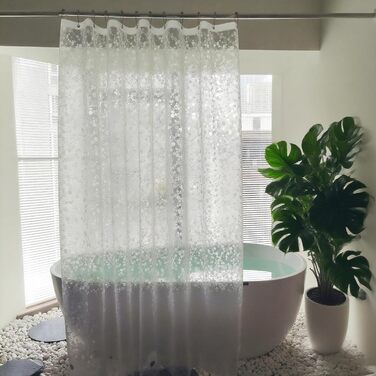 Водонепроникна штора для душу Eva 190 см з магнітами та кільцями, ПВХ, прозора, міцна