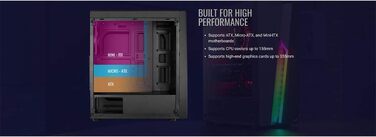 Корпус для ПК Aerocool Bolt Mid-Tower RGB, ATX, з прозорою бічною панеллю, RGB підсвітка, 120мм вентилятор, Чорний