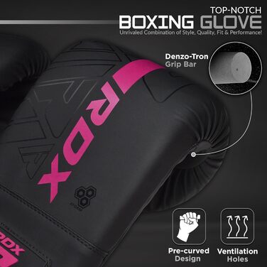 Боксерські рукавички RDX для кікбоксингу, муай-тай та MMA. Шкіра Мая, для спарингу, тренувань та боксу. Рожеві.