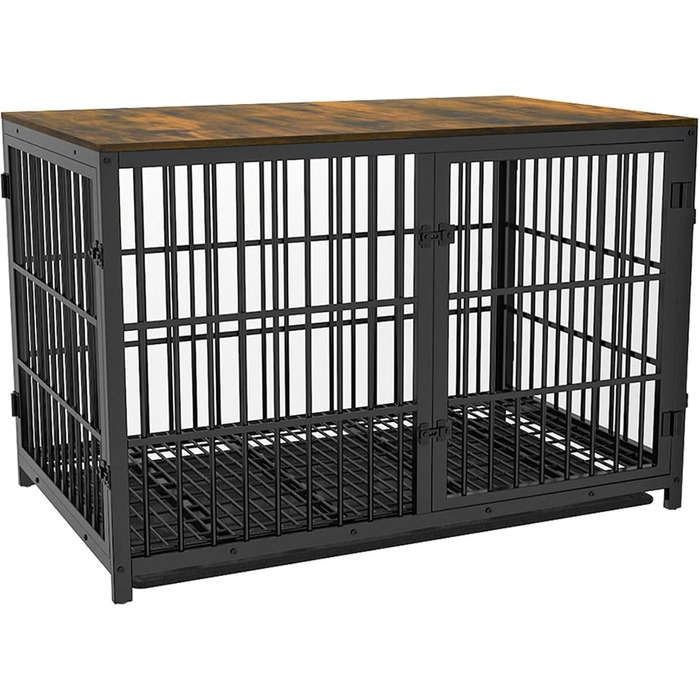 BingoPaw Клітка для собак Holz Indoor: Клітка-шафа для собак з трьома дверцятами та знімним піддоном - Будка для собак маленьких порід, цуценят, розмір M 78x56x65 см, Білий