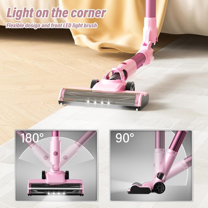 Акумуляторний бездротовий пилосос Stanew ST-609-ZD-Zartrosa: потужний, для дому, авто, з LED, для видалення шерсті тварин та пилу з килимів та твердих поверхонь