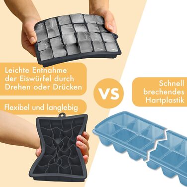 Форми для льоду Blumtal Silikon 2x24 - з кришкою, 2.6 см, BPA Free, чорно-синій