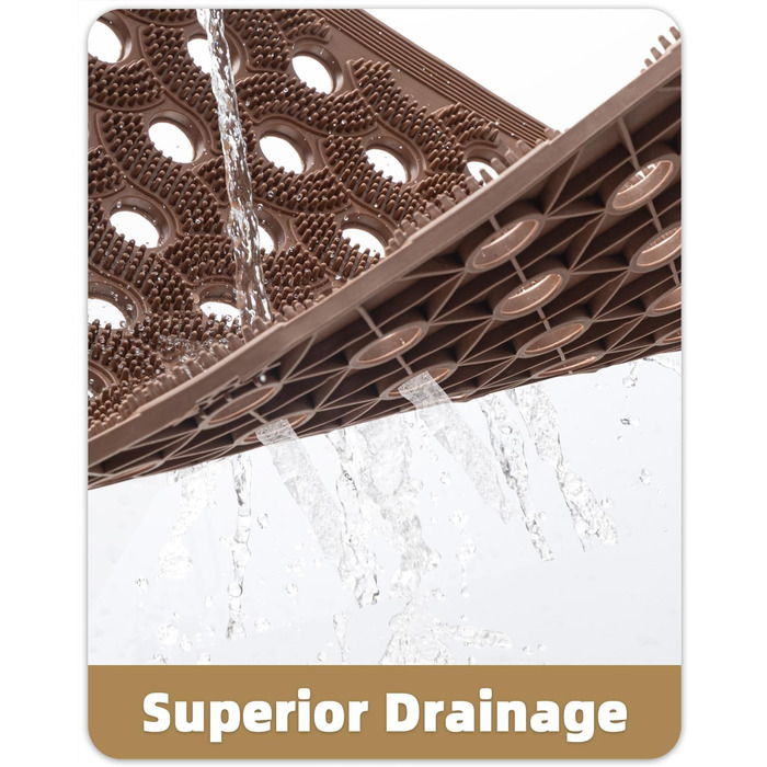 Килимок для порогу COLOR&GEOMETRY Null Geruch TPE Heavy Duty, 43x75 см (60x90 см), коричневий. Екологічний, не потребує догляду, антиковзаючий, для дому та вулиці