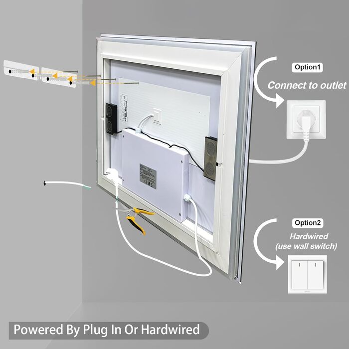 Дзеркало для ванної кімнати LUVODI з підсвічуванням: 100x70 см, годинник, температура, дата, антизапар, регулювання яскравості, 3 кольори світла, функція пам'яті, LED, водонепроникне, Bluetooth