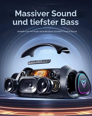 Портативна Bluetooth колонка YEAHBOX Sonic Boom Max 300W з басами, IP67, чорна