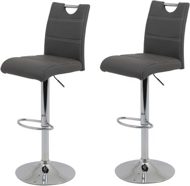 Hela Miranda Bar Stools - 2 Pack, Adjustable Height, 360° Swivel, Grey Faux Leather - Bistro Chairs