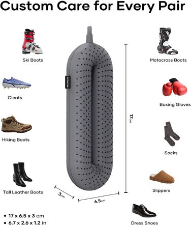 Електрична сушарка для взуття Snowpea: сушарка для черевиків, усунення запаху, автоматичне вимкнення, сірий колір